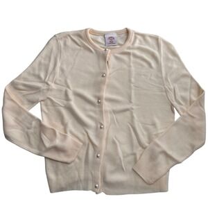 Vintage Copper Key Cream Cardigan Sweater With Pearl Buttons USA Girls Read b